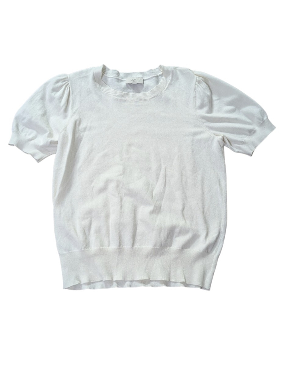 LOFT Women's White Short Sleeve Knit Top Size Small